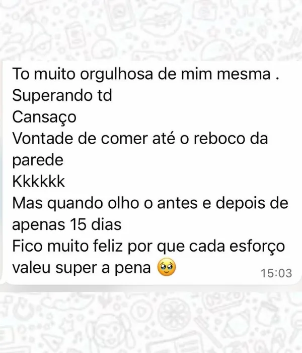Mensagem de aluna no grupo da turma
